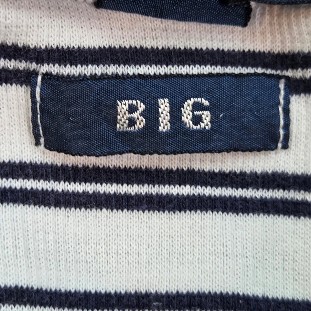 Ralph Lauren Polo Shirt Mens L Big Waffle Knit Striped Button Down White Navy